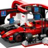 LEGO  60443 F1 pitstop en pitcrew met Ferrari auto