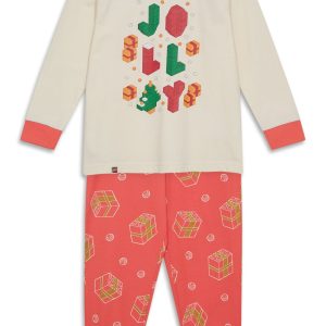 Kerstpyjama voor kinderen - gebroken wit