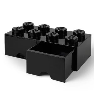 LEGO Zwarte opslagsteen met 8 noppen en 2 lades