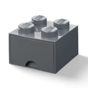 Opbergsteen met 4 noppen en 1 lade - donkergrijs