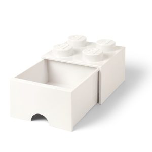 Opbergsteen met 4 noppen en 1 lade - wit
