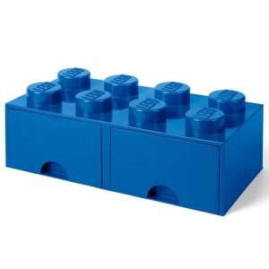Opbergsteen met 8 noppen en 2 lades - blauw