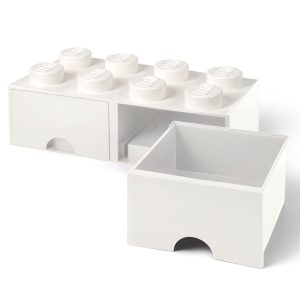 Opbergsteen met 8 noppen en 2 lades - wit