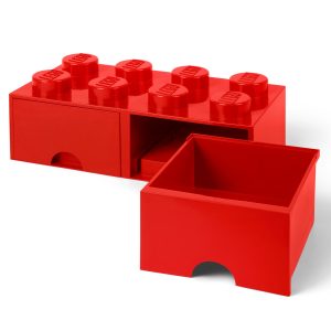 Rode LEGO opbergsteen met 8 noppen