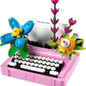 Typemachine met bloemen