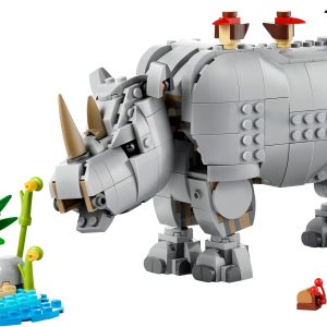 Wilde dieren: machtige neushoorn met vogels
