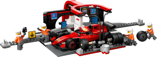 LEGO  60443 F1 pitstop en pitcrew met Ferrari auto