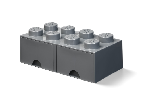 LEGO  5006329 Opbergsteen met 8 noppen en 2 lades – donkergrijs