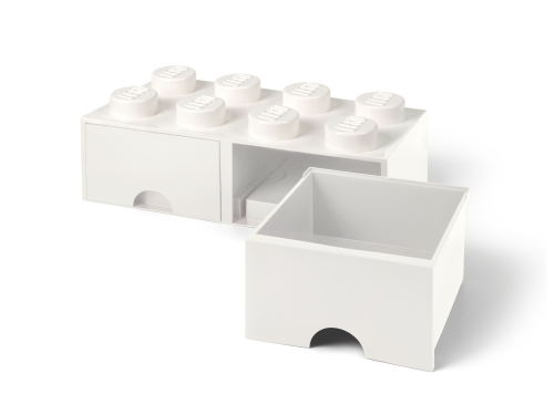 LEGO  5006209 Opbergsteen met 8 noppen en 2 lades – wit